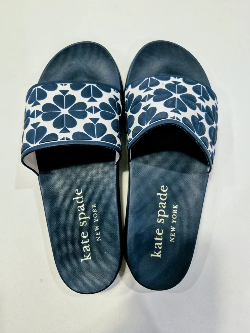 kate spade Navy and White Floral Slide Sandals size 10